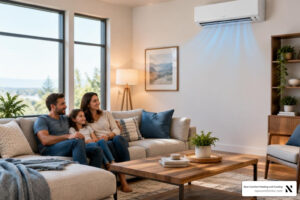 36K BTU mini split in a spacious living room